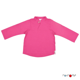 Manymonths - Mandarin Collar Shirt Longsleeve omvormbaar tot T-shirt = twee in één, meegroei maat 5 tem 7,5 jaar - Berry