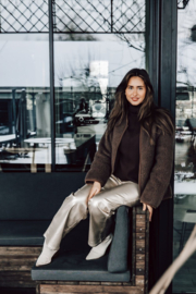 Alwero - Vest in wol met lange mouwen en rits - Koru - Choco - maat S of M. Valt ruim