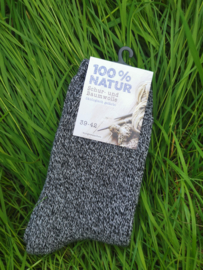 Grevel - 100% natur sokken - Wol met katoen - Antraciet melange - 39/42
