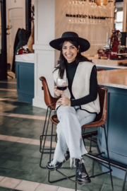 Alwero - Bodywarmer elegant vest in wol met fijn boordje - Tyrol , adult - Polar Bear - S of M (valt ruim)