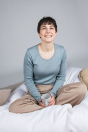 Engel Natur - Dames Longsleeve in bio merinowol met zijde - Mountain Blue -  op voorraad in 38/40, 42/44 of 46/48