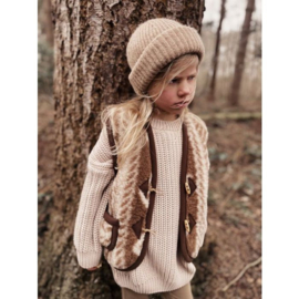 Alwero - Bodywarmer vest in echte wol - Alpen Junior - Aran - 80/86, 92/98, 104/110, 116/122, 128/134, 140/146