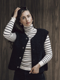 Alwero - Unisex Bodywarmer vest in wol - Tyb light - kleur zwart - XS, S, M of L (valt ruim)