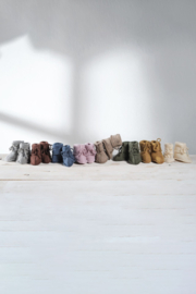 Engel Natur - Baby slofjes booties in biologische wolfleece - Rozenhout melange - maat 1 (0 tem 3 maanden) of maat 2 (3 tem 9 maanden)