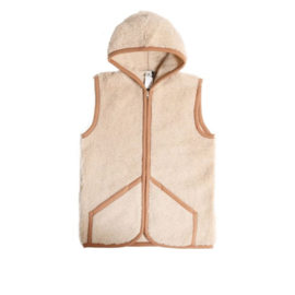 Alwero - Unisex Bodywarmer vest met kap in wol - Everest - Beige in XS / S/ M / L