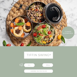 Eco Brotbox - Lunchbox Tiffin Swing - Lekvrij - 3 lagen - 1300 ml