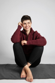 Engel Natur - Dames Leggings in bio merinowol met zijde - Zwart met kanten randje onderin