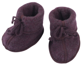 Engel Natur - Baby slofjes booties in wolfleece - Paars melange, maat 1 (0 tem 3 maanden)