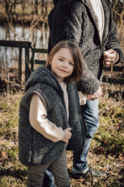 Alwero - Bodywarmer vest in echte wol - Robby - Grafiet Anthraciet grijs - in 92/98, 104/110,  116/122