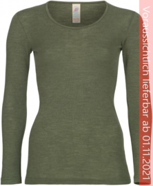 Engel Natur - Dames Longsleeve wol zijde - Olive in 34/36, 38/40 of 46/48. Ontbrekende maten kunnen worden bij besteld