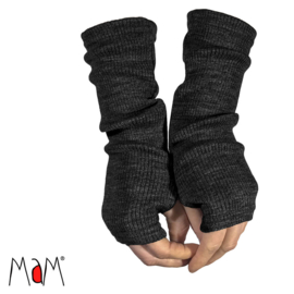 Manymonths MaM - Vingerloze handschoenen / Polswarmers in merinowol - Foggy Black