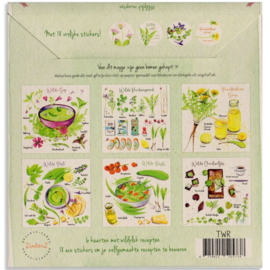 Postkaart - Set van 6 kaarten met Wildpluk Recepten en 18 stickers - Tanja Hilgers