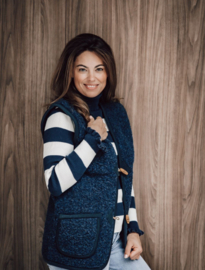 Alwero - Unisex Bodywarmer vest in echte wol - Alpen adult - Dark Blue - maat XS / S / M  / L / XL