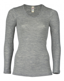 Engel Natur - Dames Longsleeve wol zijde - Lichtgrijs melange in 38/40, 42/44 of  46/48. Ontbrekende maten kunnen worden bij besteld