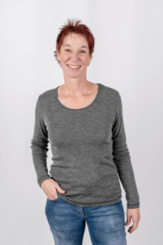 Engel Natur - Dames Longsleeve in biologische merinowol - Schiefer donkergrijs -  op voorraad in 34/36 of 46/48