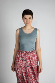 Engel Natur - Dames mouwloos bio hemd in bio merinowol met zijde - Mountain Blue -  op voorraad in 34/36, 38/40, 42/44 of 46/48 - Ontbrekende maten kunnen worden bij besteld.