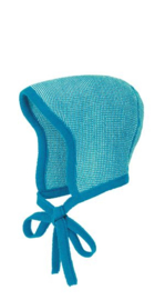 Disana - Bonnet muts in gebreide wol - Blauw Natuur melange in maat 0 (36-40 cm) of maat 1 (42-46 cm)
