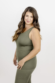 Engel Natur - Dames Mouwloos hemd in bio merinowol met zijde - Olive - op voorraad in 38/40, 42/44 of 46/48