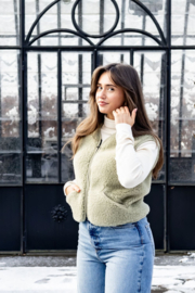 Alwero - Bodywarmer vest in wol met rits - Light Pos , adult - Pistaccio - XS of L