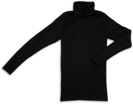 Engel Natur - Unisex Longsleeve met rolkraag col in biologische merinowol met zijde - Zwart -  op voorraad in 46/48