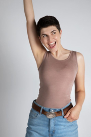 Engel Natur - Dames mouwloos hemd in bio merinowol met zijde - Dusty Rose -  op voorraad in34/36, 38/40, 42/44 of 46/48