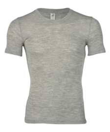 Engel Natur - Heren T-shirt in wol zijde - Lichtgrijs melange in 50/52. Ontbrekende maten kunnen worden bij besteld
