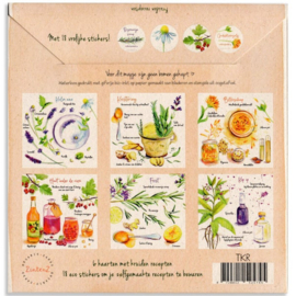 Postkaart - Set van 6 kaarten met Kruiden Recepten en 18 stickers - Tanja Hilgers