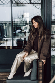 Alwero - Vest in wol met lange mouwen en rits - Koru - Choco - maat S of M. Valt ruim