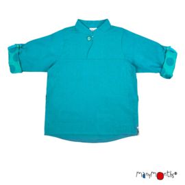 Manymonths - Mandarin Collar Shirt Longsleeve omvormbaar tot T-shirt = twee in één, meegroei maat 5 tem 7,5 jaar - Berry