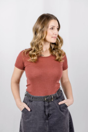 Engel Natur - Dames T-shirt in in bio merinowol met zijde - Koper - op voorraad in 34/36 of 46/48
