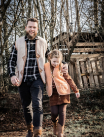 Alwero - Unisex Bodywarmer vest in echte wol - Alpen adult  - Beige - maat XS / S / M / L / XL / 2XL / 3XL