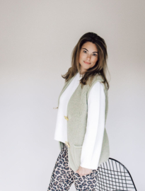 Alwero - Unisex Bodywarmer vest in wol - Alpen adult - Pistachio - XS / S / M / L / XL