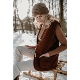 Alwero - Unisex Bodywarmer vest in wol - Alpen , adult - Cognac - XS / S / M / XL