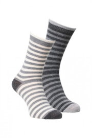 Fellhof - Alpaka wol sokken voor kinderen, Gestreept - per 2 paar - in maat 19/22, 27/30, 31/34