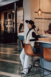 Alwero - Bodywarmer elegant vest in wol met fijn boordje - Tyrol , adult - Polar Bear - S of M (valt ruim)