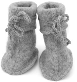 Engel Natur - Baby slofjes booties in  biologische wolfleece - Lichtgrijs melange - maat 1 (0 tem 3 maanden) of maat 2 (3 tem 9 maanden)