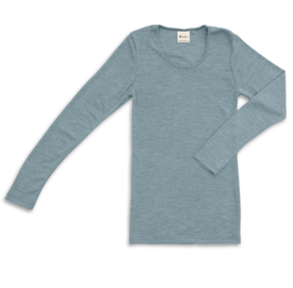 Engel Natur - Dames Longsleeve wol zijde - Mountain Blue -  op voorraad in 34/36, 38/40 of 42/22. Ontbrekende maten kunnen worden bij besteld