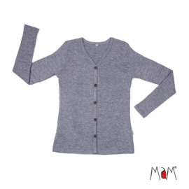 Manymonths MaM - Dames Cardigan in merinowol - Silver Cloud in L/XL