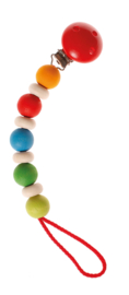 Grimm's - Fopspeen ketting, regenboogkleuren, met blauwe cirkel ipv rode cirkel - 08621
