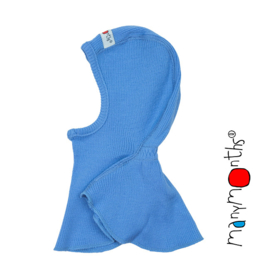 Manymonths - Elephant Hood Bivakmuts in  merino wol - Provence Blue - meegroei maat Newcomer (0 tem 3 à 4 maanden)