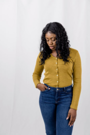 Engel Natur - Dames Cardigan in biologische merinowol - Safran -op voorraad in 38/40, of 46/48