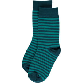 Maxomorra - Sokken in biokatoen - Turquoise Blauw, Twee paar - in maat 16/18 = Laatste