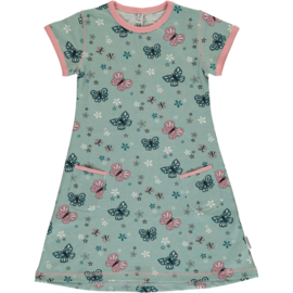 Maxomorra - Jurk met korte mouwen en zakjes - Butterfly Light blue pink in 98/104, 110/116