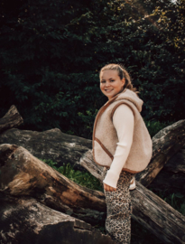 Alwero - Bodywarmer vest in echte wol - Robby - Beige met bruine rand - in 92/98 of 104/110