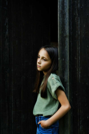 Poudre Organic - Mademoiselle T-shirt in badstof - Oil Green in maat 14 jaar