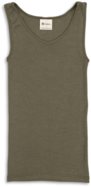 Engel Natur - Dames Mouwloos hemd in bio merinowol met zijde - Olive - op voorraad in 38/40, 42/44 of 46/48