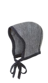 Disana - Bonnet muts in gebreide wol - Anthraciet Grijs melange in maat 1 (42-46 cm)