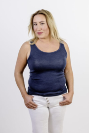 Engel Natur - Dames mouwloos hemd in bio merinowol met zijde - Navy - op voorraad in 34/36, 38/40, 42/44 of 46/48