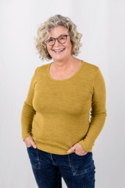 Engel Natur - Dames Longsleeve in biologische merinowol - Safran melange -  op voorraad in 34/36, 42/44 of 46/48