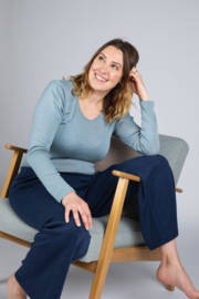Engel Natur - Dames Longsleeve in bio merinowol met zijde - Mountain Blue -  op voorraad in 38/40, 42/44 of 46/48